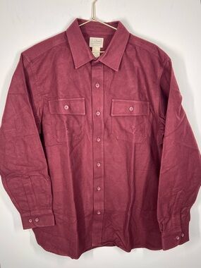 NWT L.L. Bean Chamois Button Up Shirt Traditional Fit Deep Wine Large 
ID187923